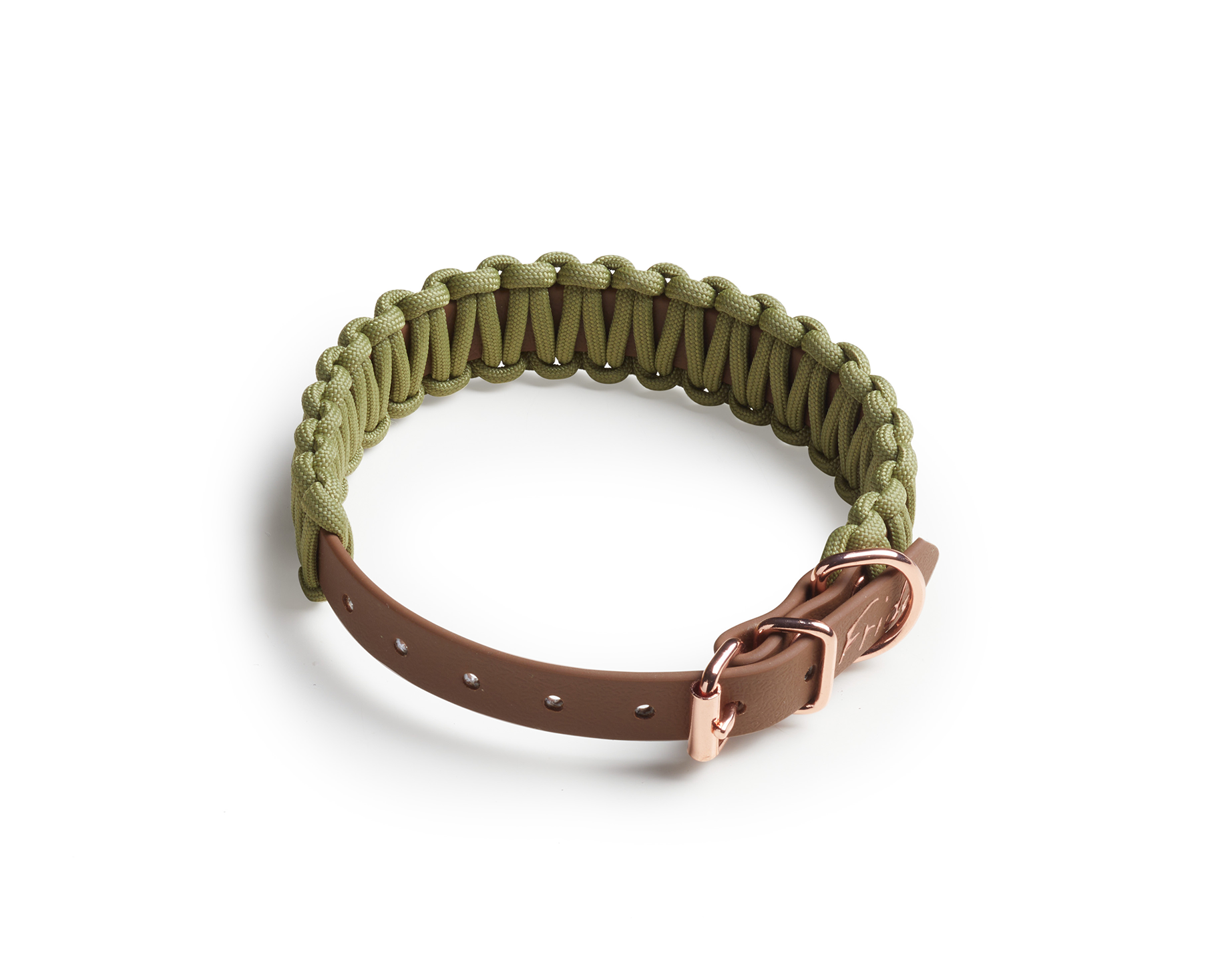 Collare per cani linea Twist - Verde Muschio e Marrone - Frido