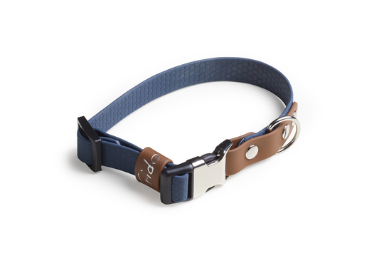 Collare per cani con clip linea Pop - Blu marino/Marrone - Frido