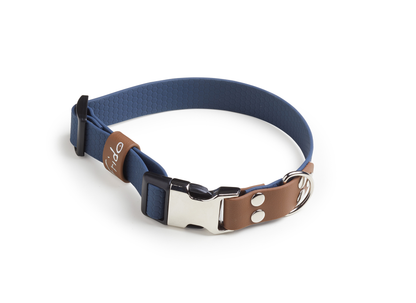 Collare per cani con clip linea Pop - Blu marino/Marrone - Frido