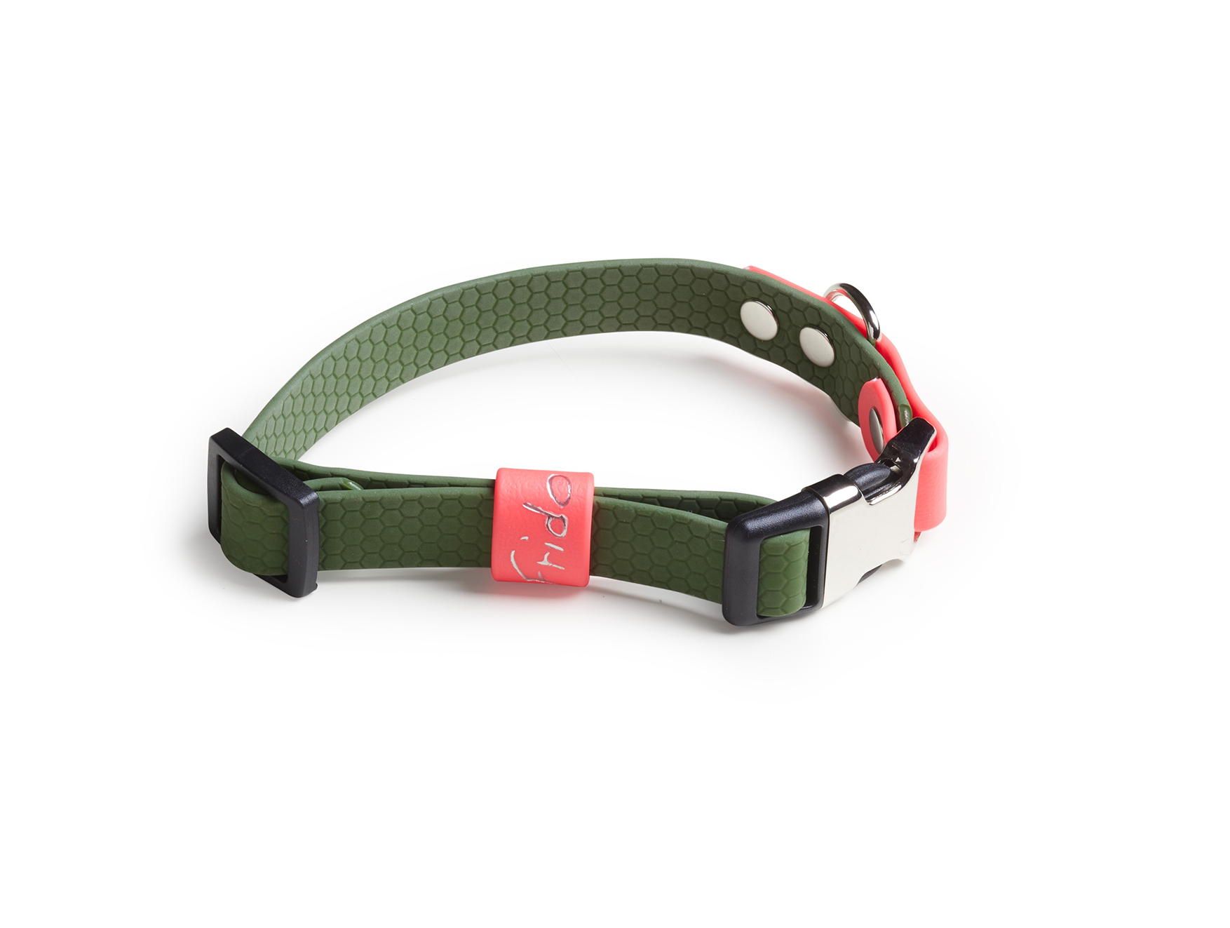 Collare per cani con clip linea Pop - Verde militare/Rosa fluo - Frido