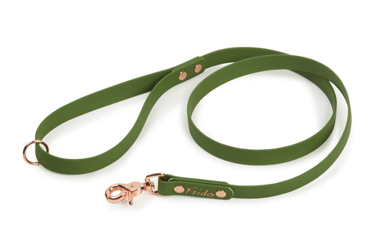 Guinzaglio per cani in fettuccia Waterproof - Verde oliva - Frido