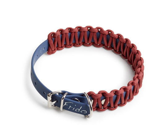 Collare per cani linea Twist - Rosso Ramato e Blu Marino - Frido