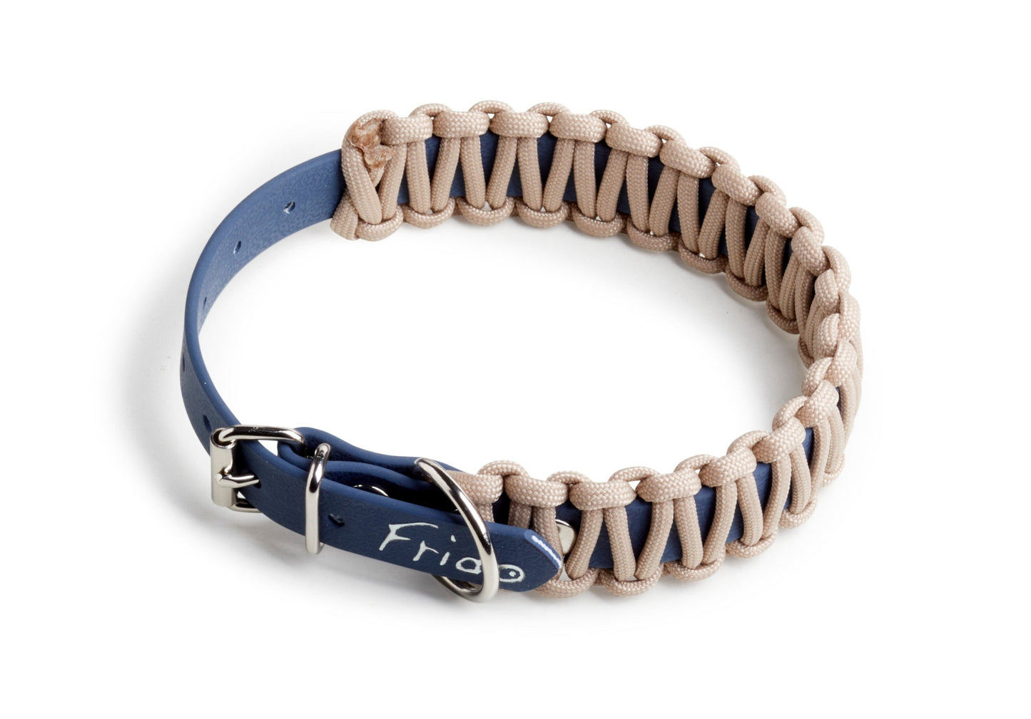 Collare per cani linea Twist - Beige e Blu Marino - Frido