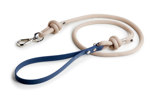 Guinzaglio per cani in Corda Beige e Blu Marino linea Twist - Frido