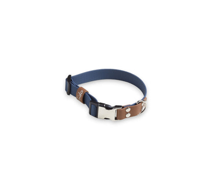 Collare per cani con clip linea Pop - Blu marino e marrone